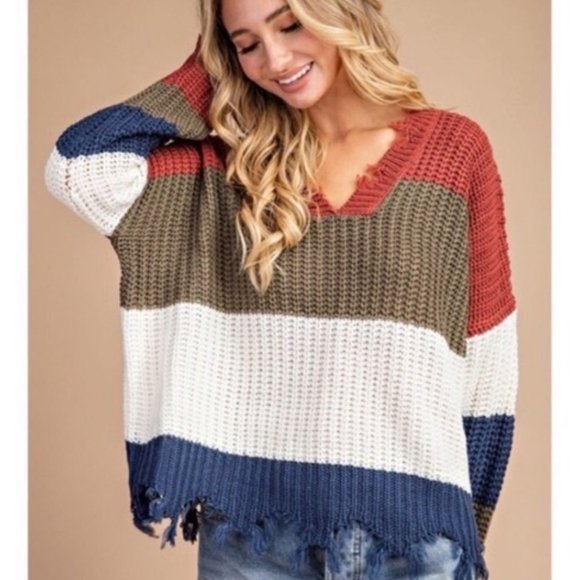 Sweaters - MUST GO, SALE ENDS 12/28 Distressed V Neck Sweater